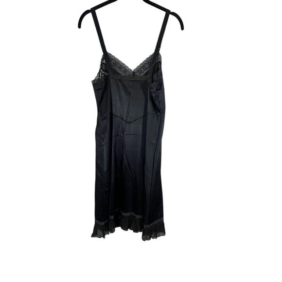 Vintage Floral Lace Lingerie Slip Dress Black 34 Sexy Feminine Grunge 60s Pin Up - Picture 6 of 9